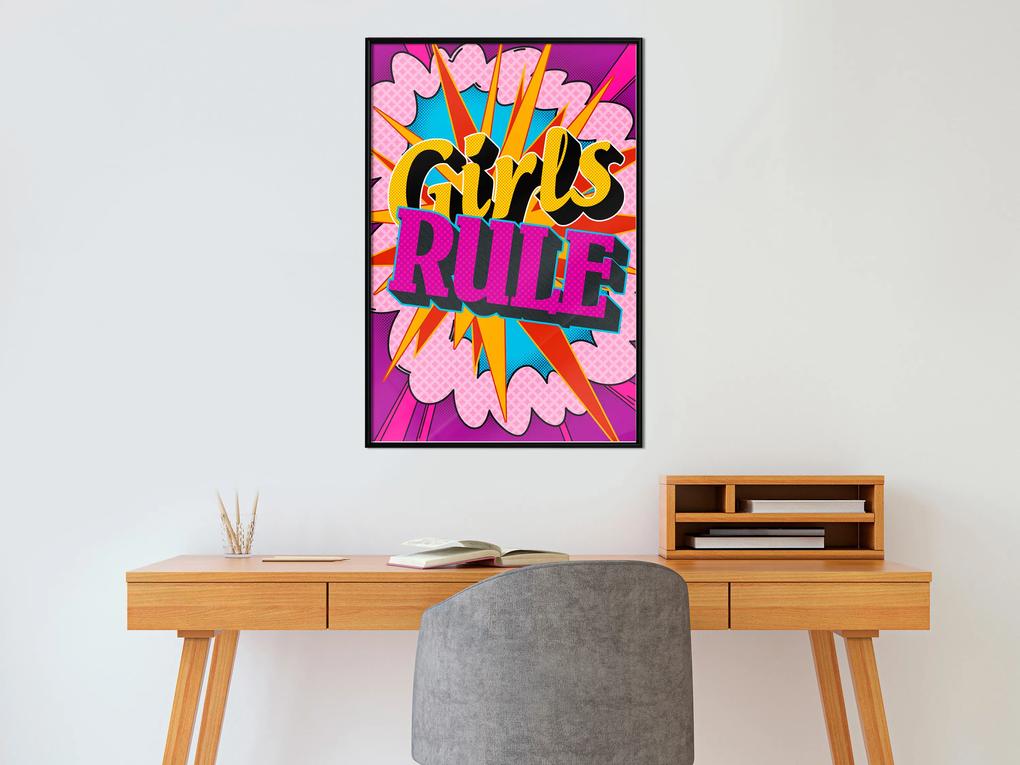 Artgeist Plagát - Girls Rule II [Poster] Veľkosť: 30x45, Verzia: Čierny rám s passe-partout