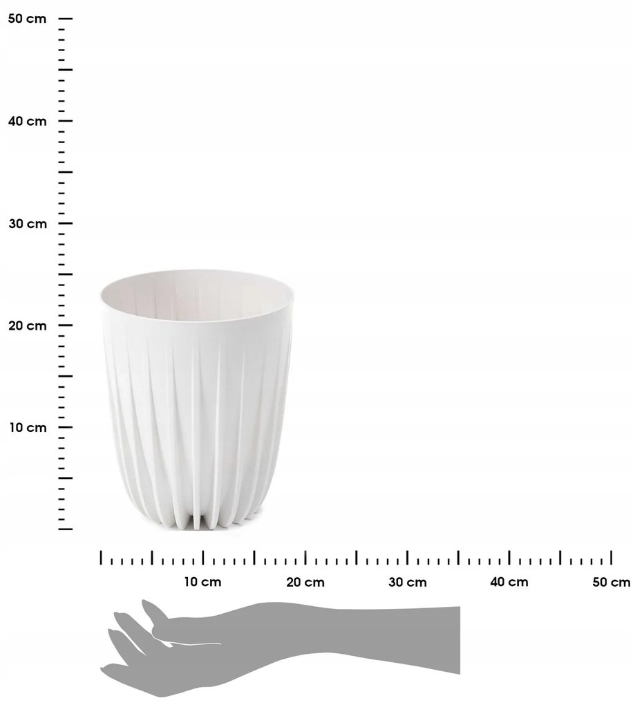 Kvetináč PRÚŽKOVANÝ ECO VII 19 cm biely