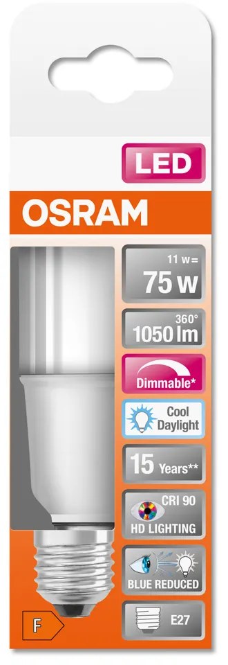 LED žiarovka E27 11W = 75W 1050lm 6500K Cold 200° CRI90 OSRAM SUPERSTAR+ STICK Stmievateľná