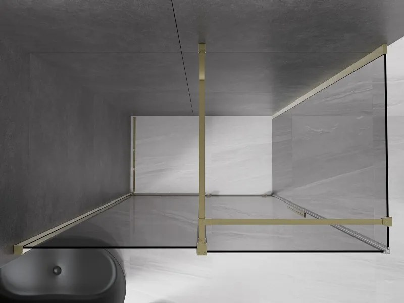 Mexen Velar, sprchový kút s posuvnými dverami 150 x 80 cm, 8mm šedé sklo, zlatá lesklá, 871-150-080-41-50