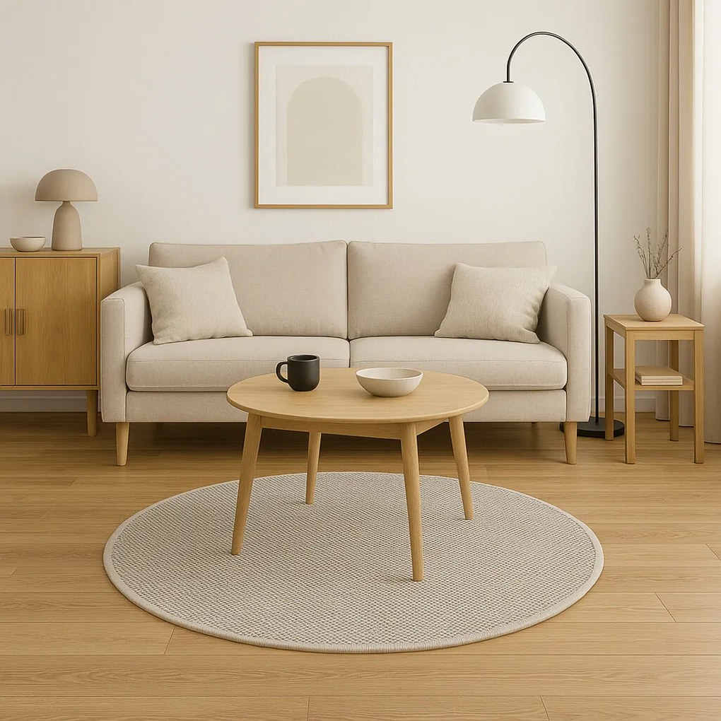 Timzo, Kusový koberec Nature cream kruh, 200x200 (priemer) kruh, béžová, chodba / predsieň