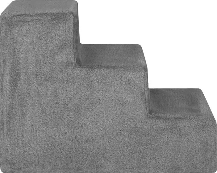 Sivé schody pre psov a mačky, 3 schody, mäkký plyš