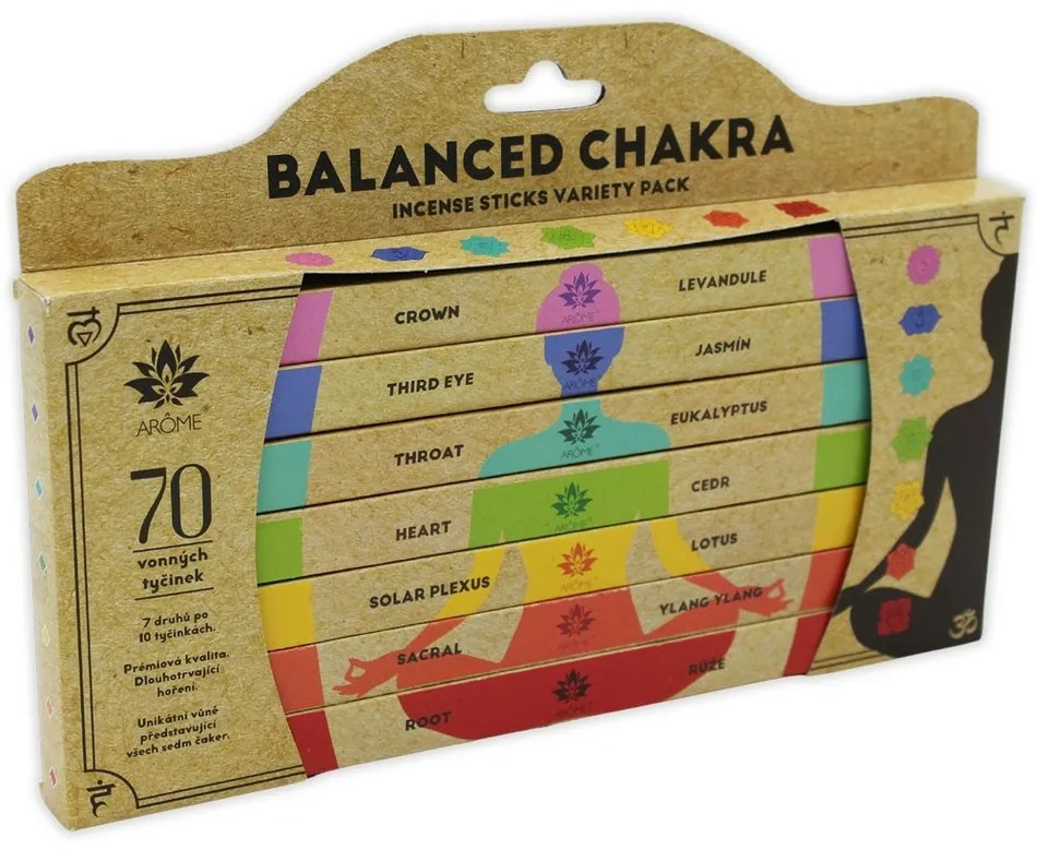 Arome Balanced Chakra Sada vonných tyčiniek, 7 ks x 10 tyčiniek