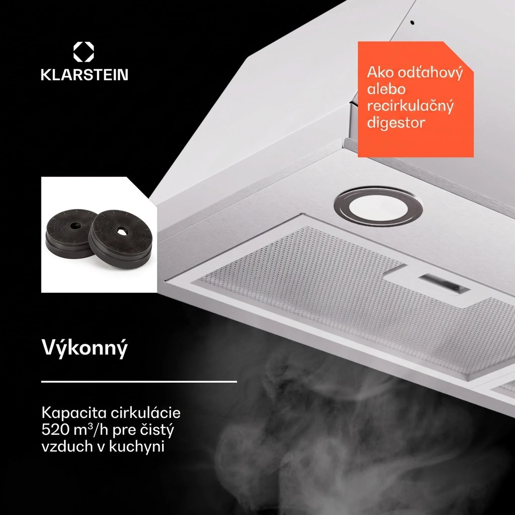 Klarstein Paolo 72 vstavaný Digestor 72 cm 520 m³/h LED Touch A++