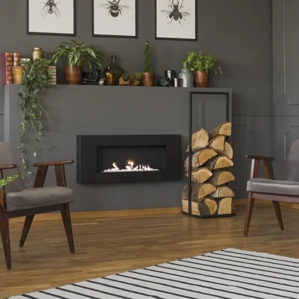 Kratki DELTA/FLAT/TUV - Nástenný BIO krb DELTA/FLAT 40x90 cm 1,5kW čierna