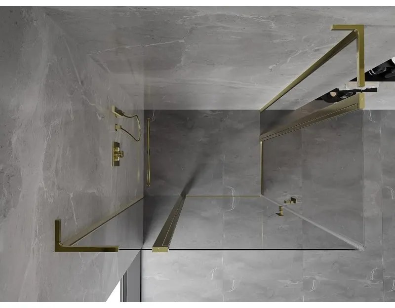 Mexen, Mexen Mist L Duo sklápací sprchový kút 115 x 110 cm, transparentný, zlatý - 8A4L-115-110-50-00