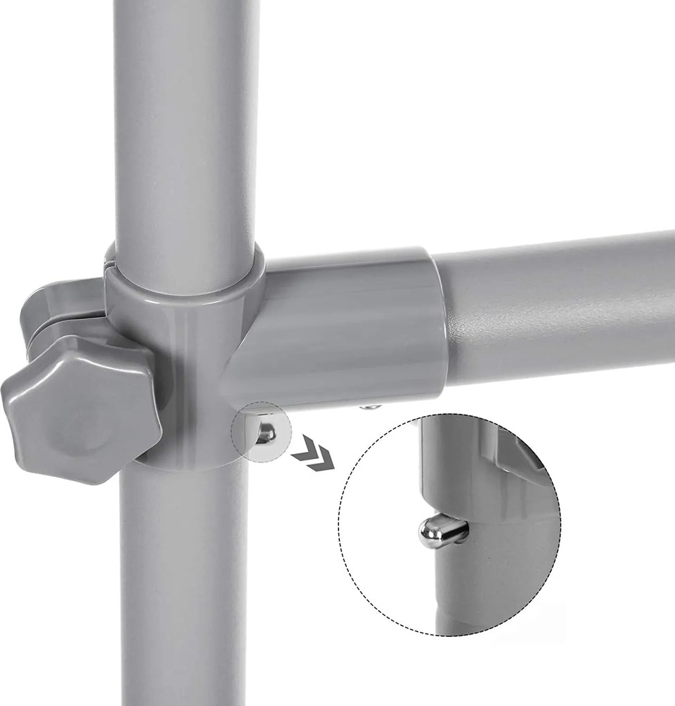 Stojan na oblečenie, s 2 výsuvnými tyčami, sivý