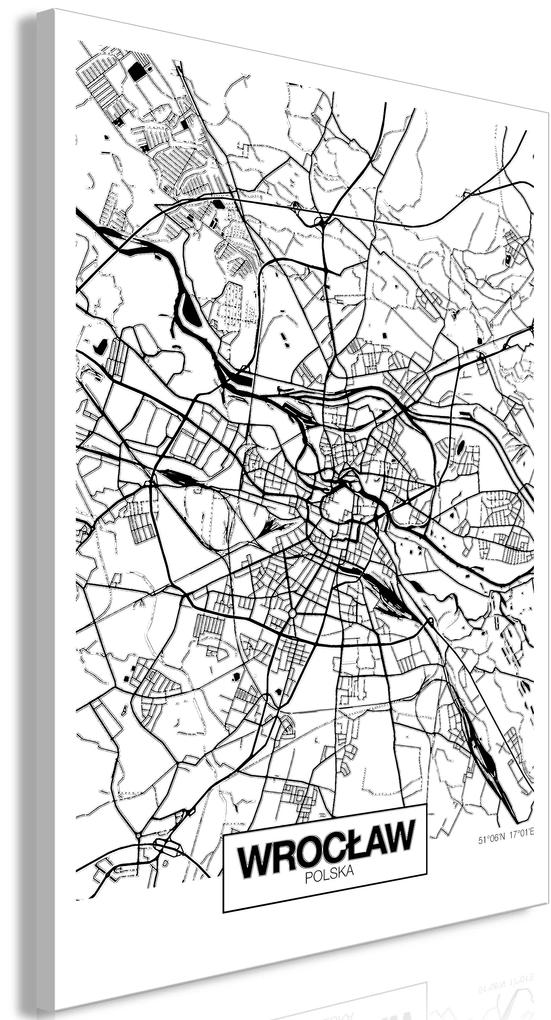 Artgeist Obraz - City Plan: Wroclaw (1 Part) Vertical Veľkosť: 80x120, Verzia: Na talianskom plátne