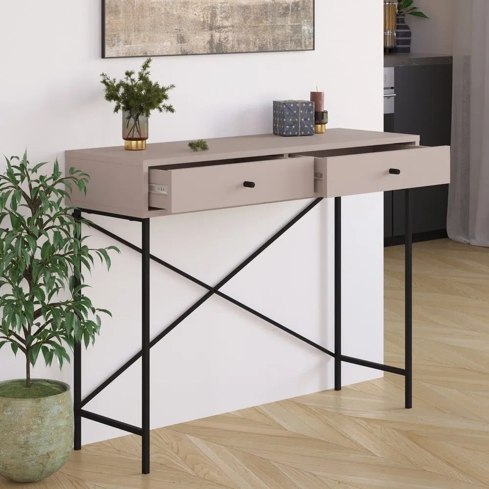 Sivobéžový konzolový stolík 35x110 cm Titan – Marckeric