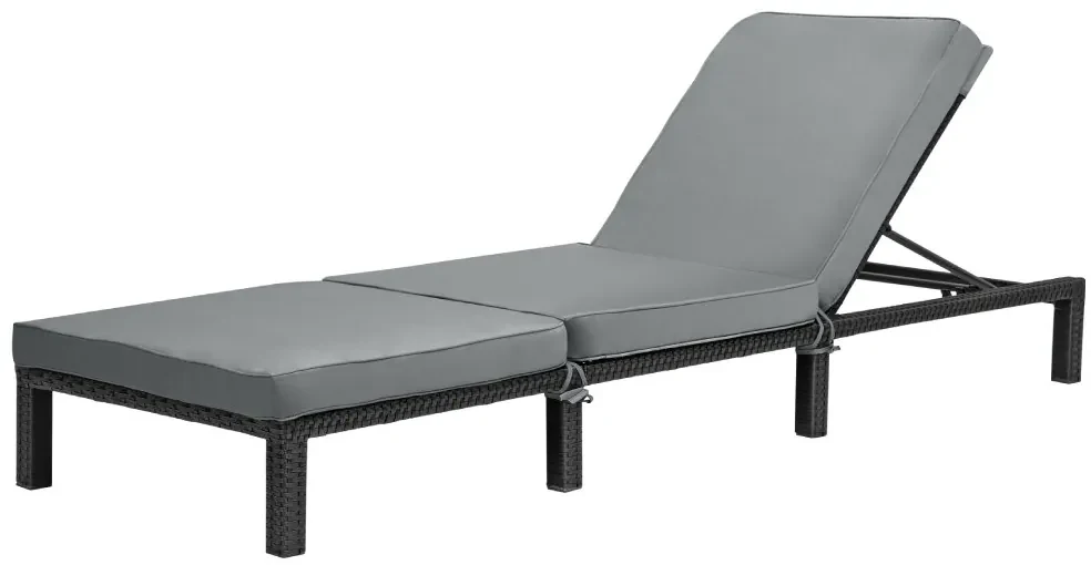 Polohovateľné ratanové lehátko BestBerg BBRF-1140BL / čierna/sivá