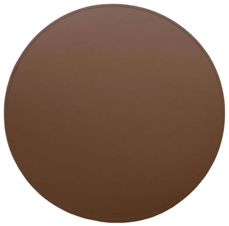 Okrúhle prestieranie, recyklovaná koža / hnedé