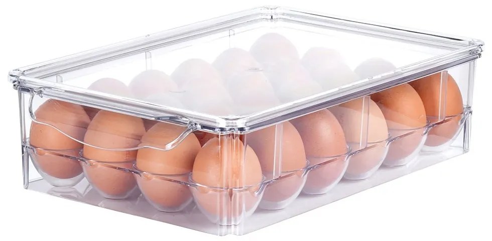 VILDE Úložný box na vajíčka, organizér na 24ks vajec, akryl transparentný