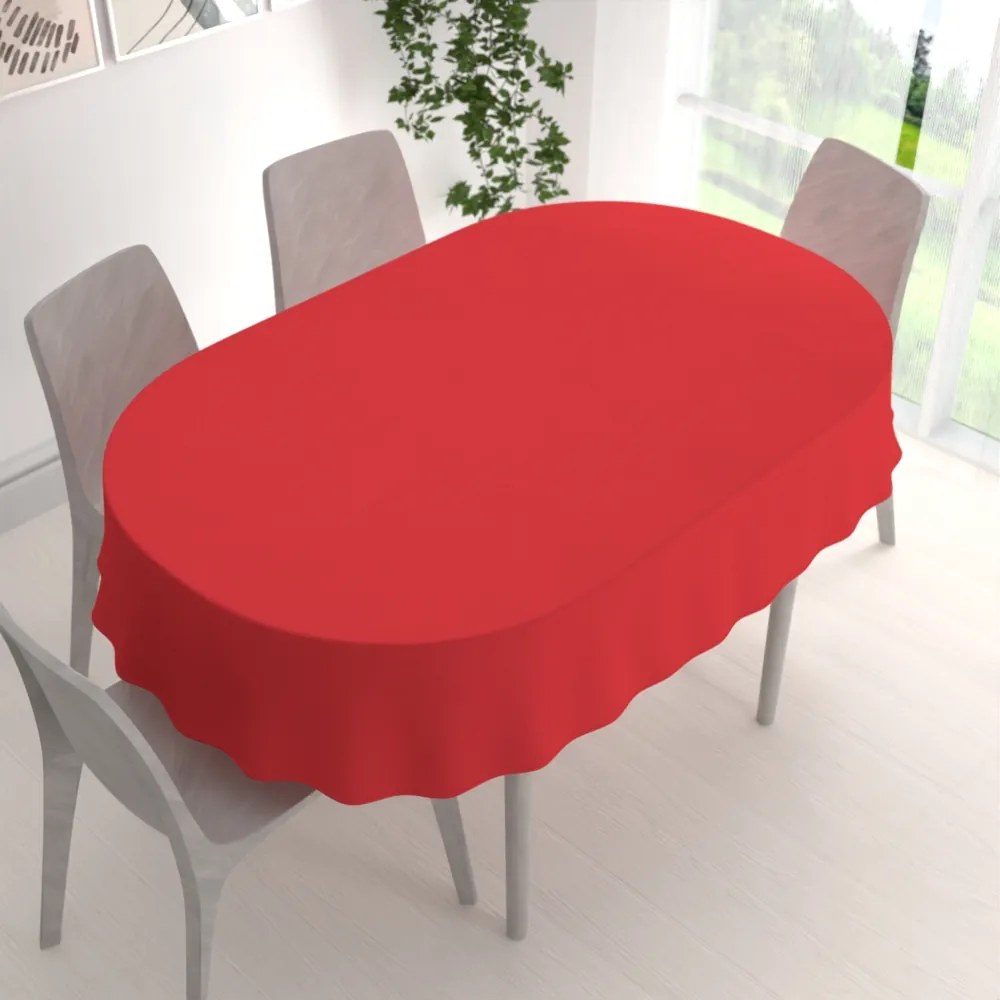 Biante Teflónový oválny obrus - Paris TF-126 Sýto červený 140x180 cm