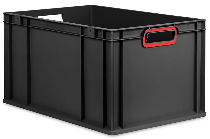 Sada 3 kusov - Eurobox Next Gen 2.0 Cycle - Stohovateľný kontajner s otvorenými rukoväťami - Červený - 600 x 400 x 320 mm - Antracit