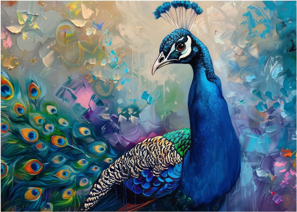 Obraz - Maľba páva (70x50 cm)