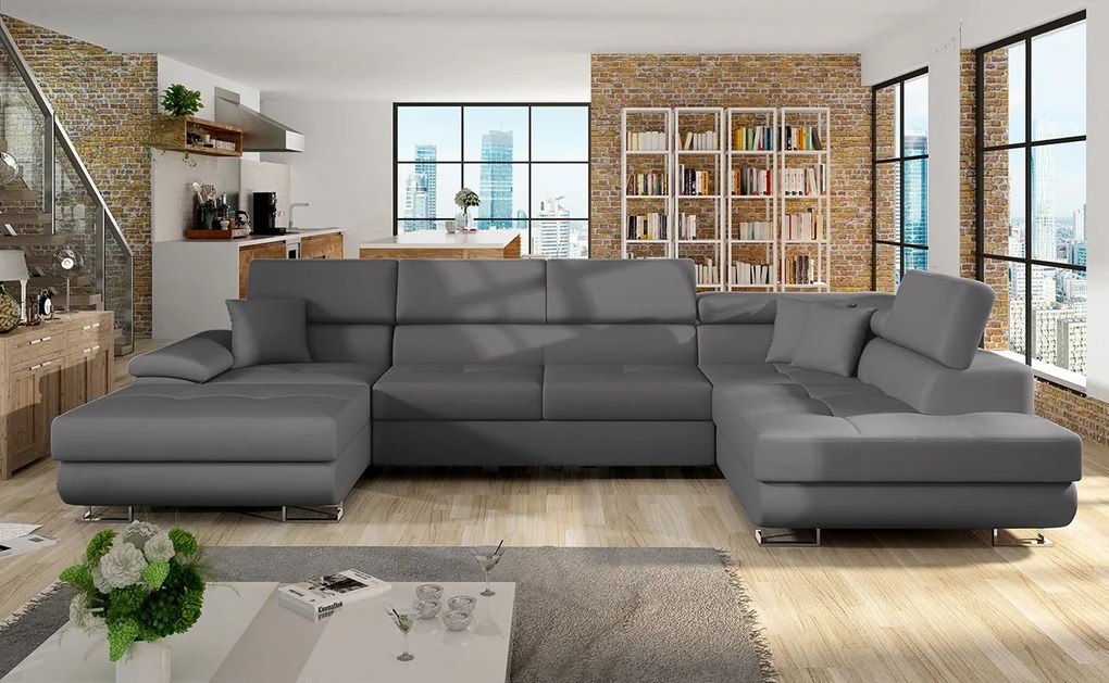 Rohová sedacia súprava Alvin Bis, Dostupné poťahy: ekokoža Soft 017 + Uttario Velvet 2971 + Kronos 02, Strana: Ľavá - U