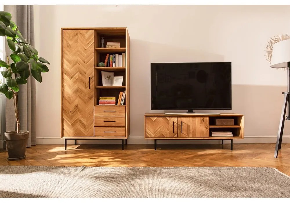 Šatníková skriňa z dubového dreva v prírodnej farbe 97x176 cm Abies - The Beds