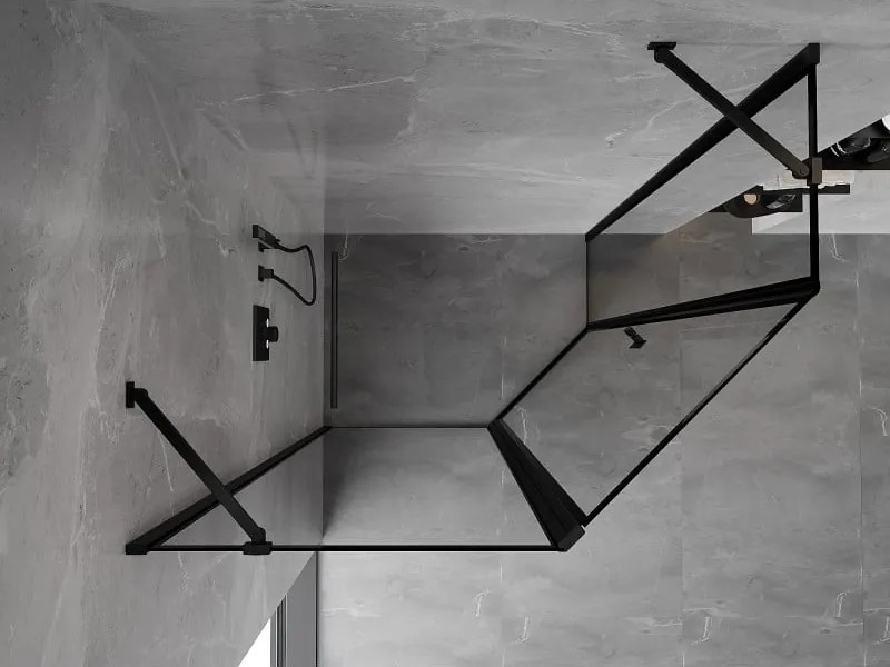 Mexen Mist, päťuholníkový sprchový kút, ľavý 100 x 90 cm, číre sklo-čierny rám, 8A8-100-090-70-70-L