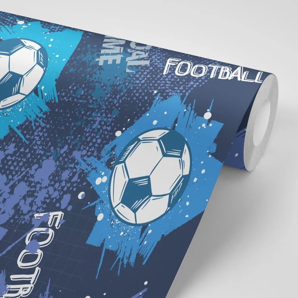 Samolepiaca tapeta futbalová lopta v modrom - 150x100