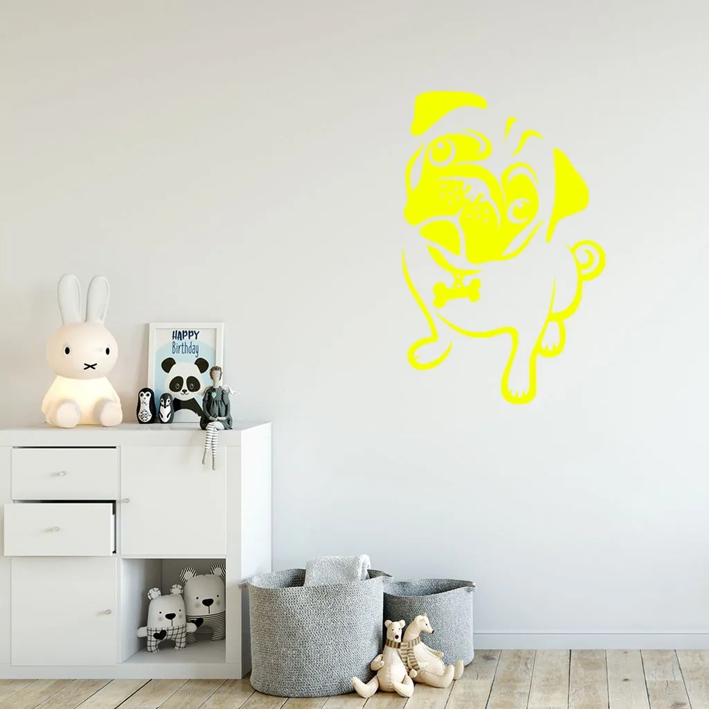 Veselá Stena Samolepka na stenu na stenu Mopslík Farba: černá