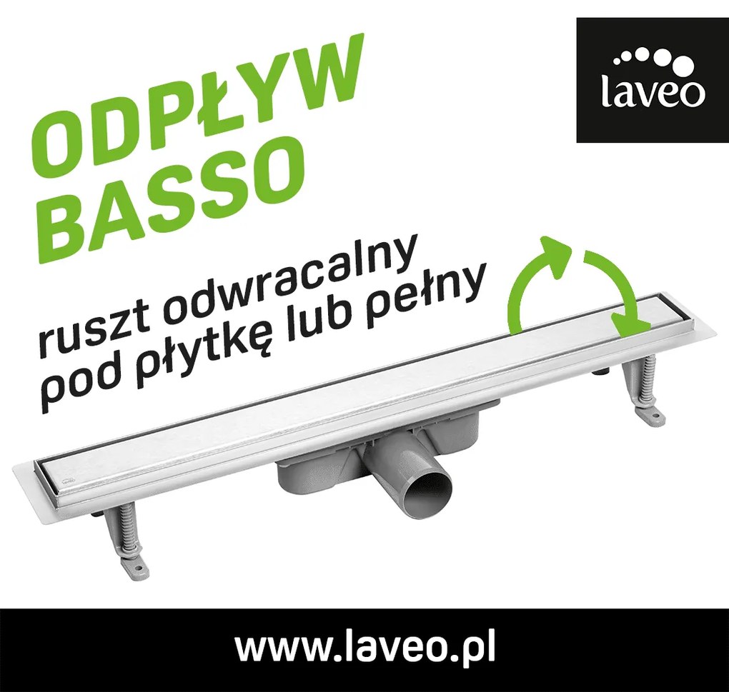 Laveo Basso, lineárny odtok s mriežkou 70 cm, čierna matná, LAV-COB_771D