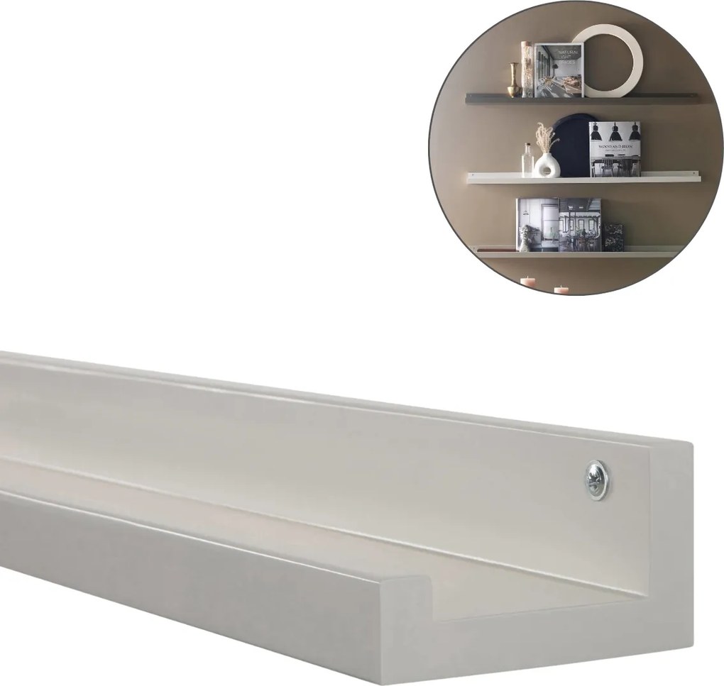 Nástenná polica na obrazy FOTOPLANK 120 cm, krémová