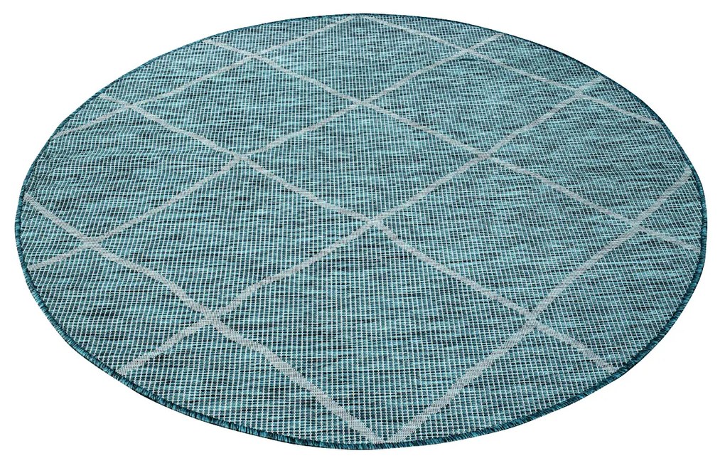 Dekorstudio Šnúrkový okrúhly koberec PALM 3075 - tyrkysový Priemer koberca: 120cm