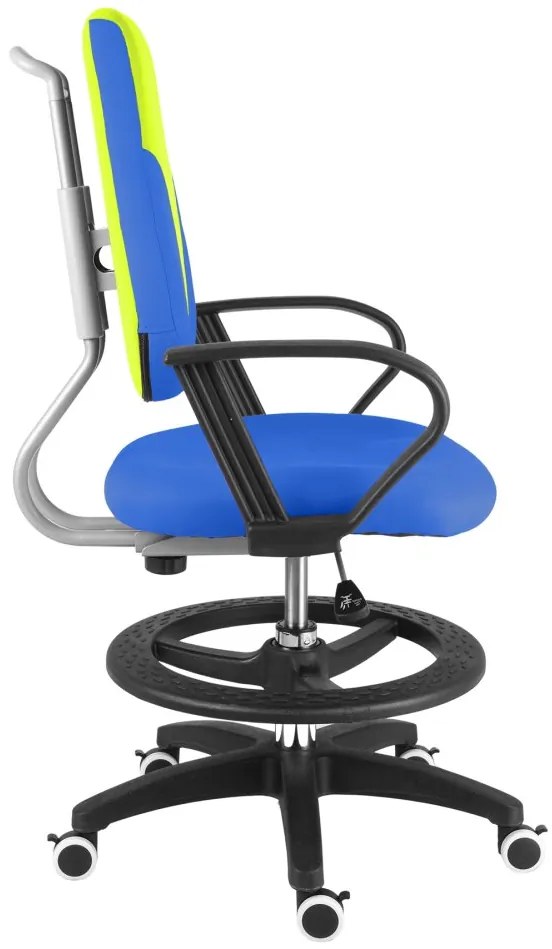 Detská rastúca stolička Neoseat KINDER — látka, modrá / reflexná zelená