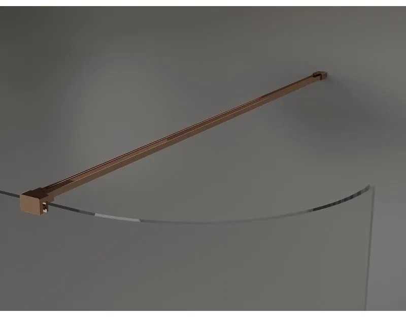 Mexen Kioto, zaoblená sprchová zástena 120 x 200 cm, 8mm číre sklo, ružové zlato profil, 800-120-101-60-06
