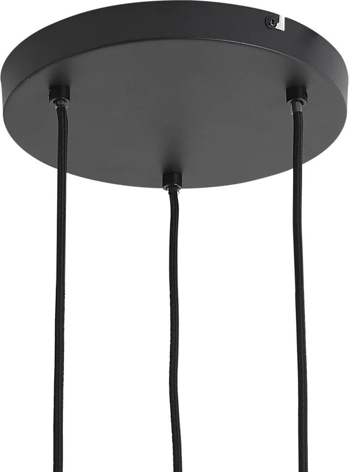 Moderné závesné svietidlo čierne s drevom a matným sivým sklom 3-Lights - Umbra