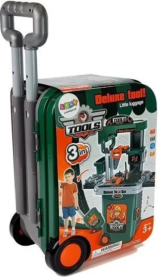 LEAN Toys Sada náradia v kufríku na kolieskach, dielňa, píla, skrutkovač