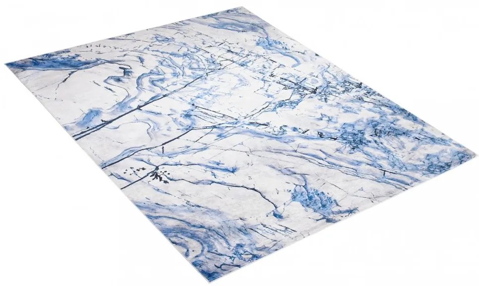 Jednoduchý bielo-modrý koberec s abstraktným vzorom Šírka: 80 cm | Dĺžka: 150 cm