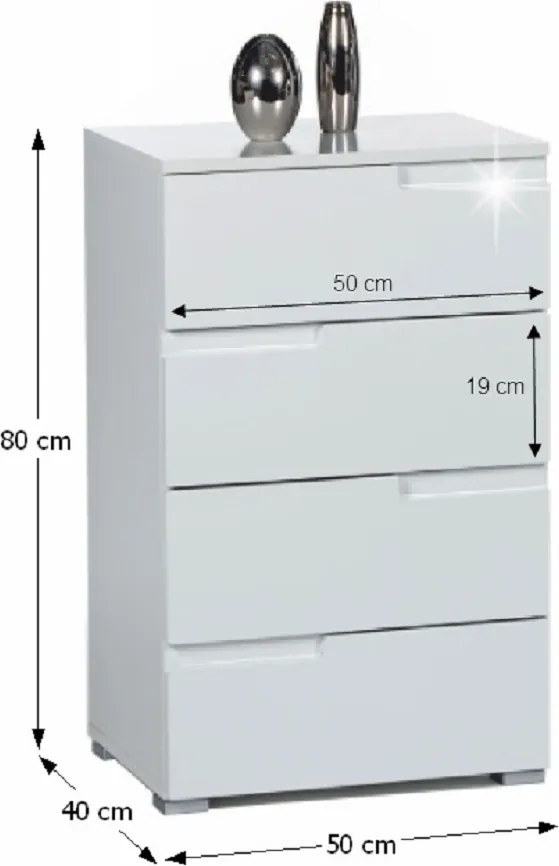 Komoda SPICE, lesklá biela