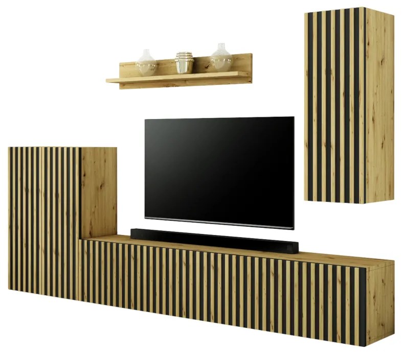 Obývacia stena TREND 2, dub artisan/čierna