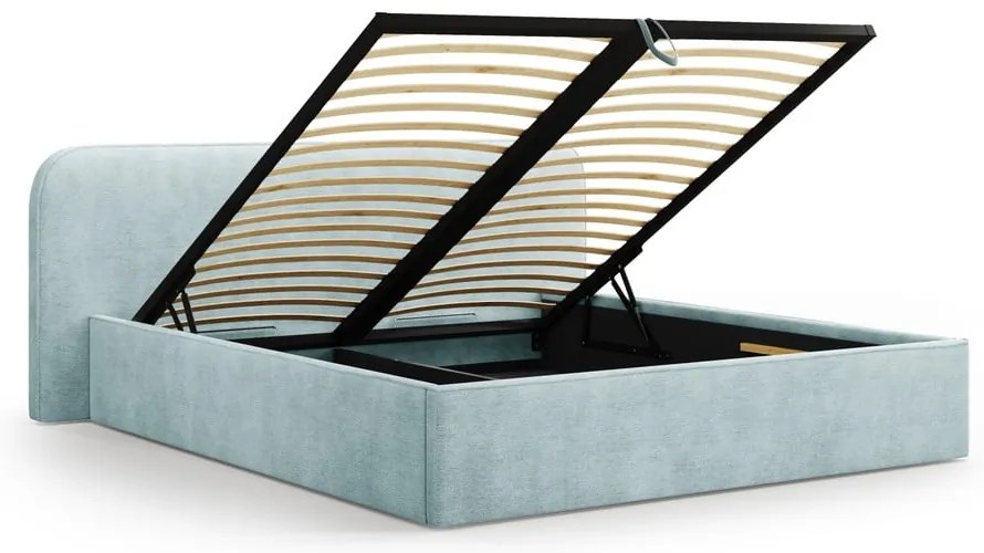 Čalúnená dvojlôžková posteľ s úložným priestorom s roštom 180x200 cm v mentolovej farbe Elizabeth – Micadoni