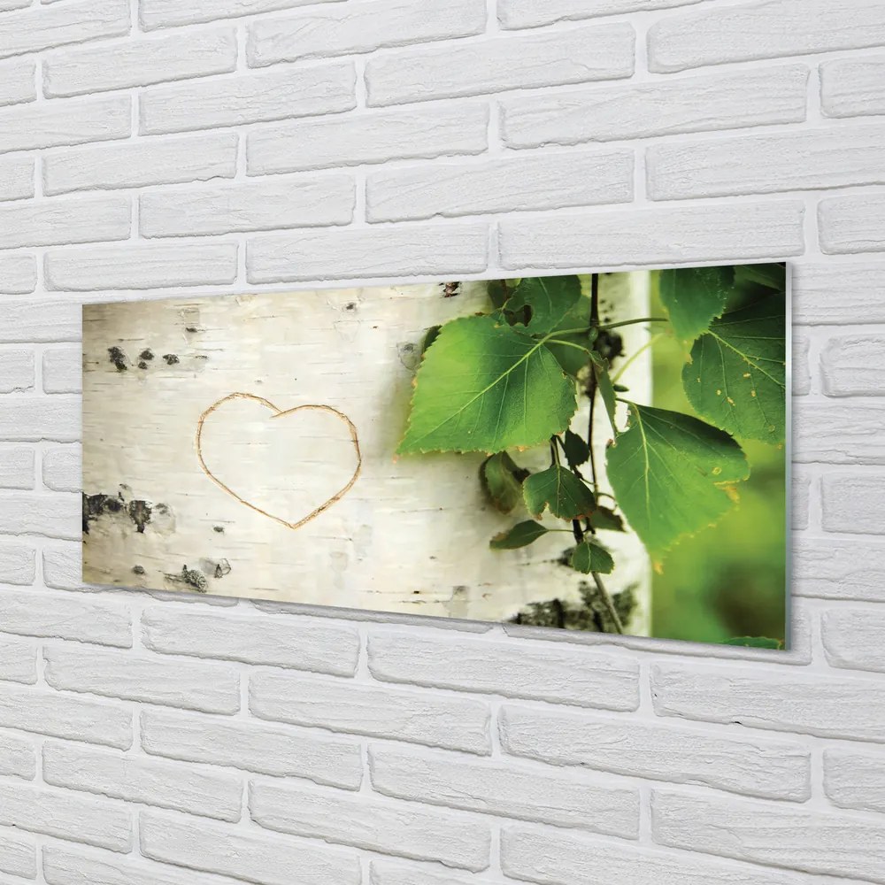 Obraz plexi Heart brezové lístie 120x60 cm