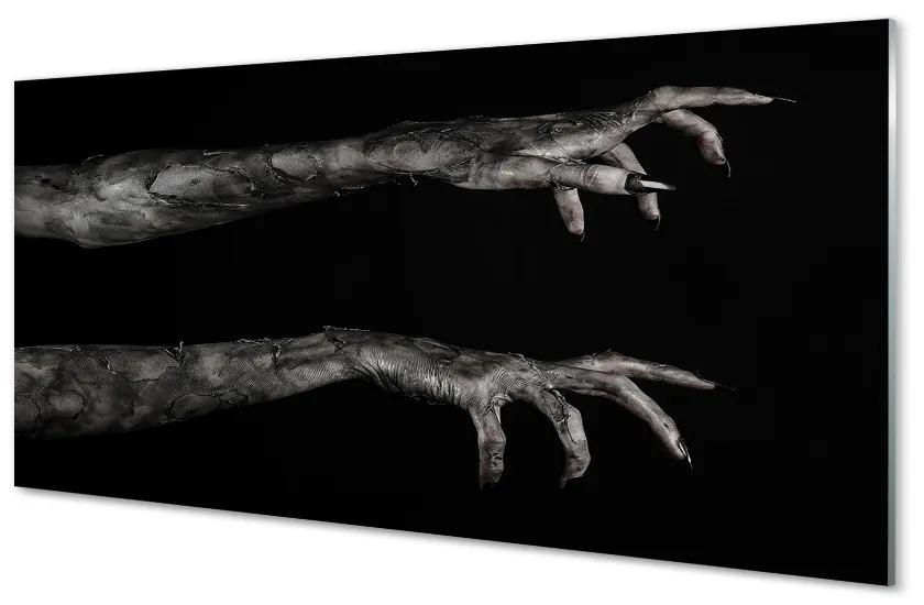 Obraz na skle Čierne pozadie špinavé ruky 100x50 cm