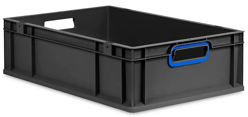 Sada 5 kusov - Eurobox Next Gen 2.0 Cycle - Stohovateľný kontajner s otvorenými rukoväťami - Modrý - 600 x 400 x 170 mm - Antracit