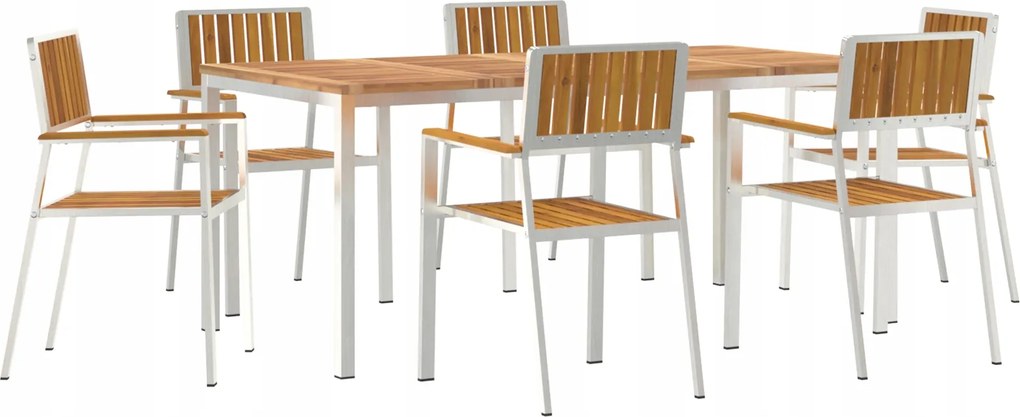 vidaXL 7-dielny záhradný jedálenský set z masívneho akáciového dreva