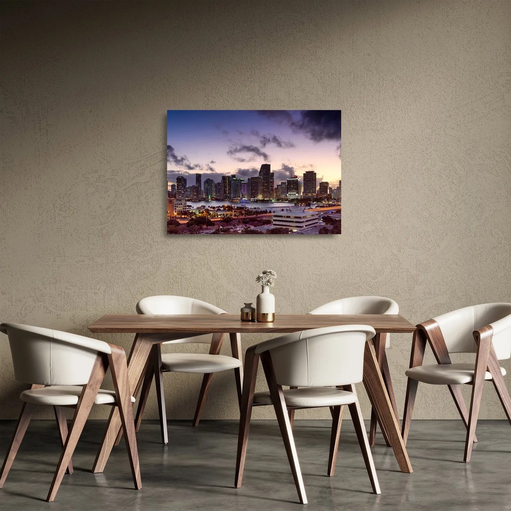 Sklenený obraz metropoly s mrakodrapmi (70x50 cm)