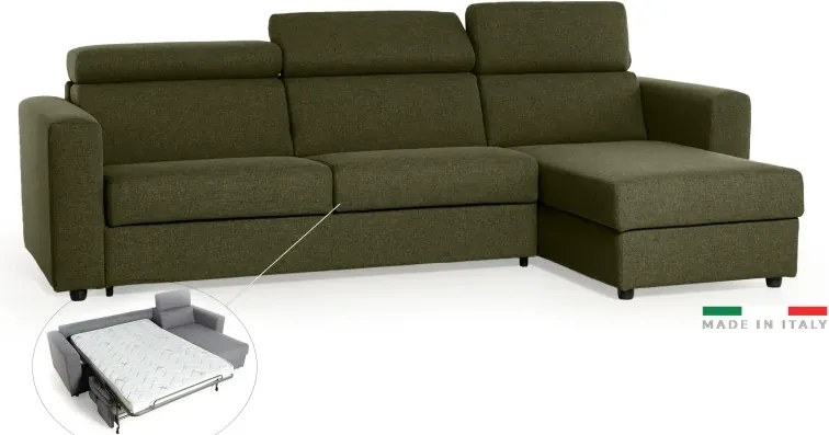 Rohová sedacia súprava na každodenné spanie TAVOLA rozkladacia, zelená (penelope 10), 140