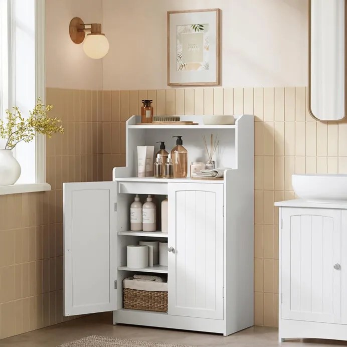 Autronic BONTEC Kúpeľňová skrinka 60x30x100cm, mdf, biela, AUK-E1177 WT Farba: Biela