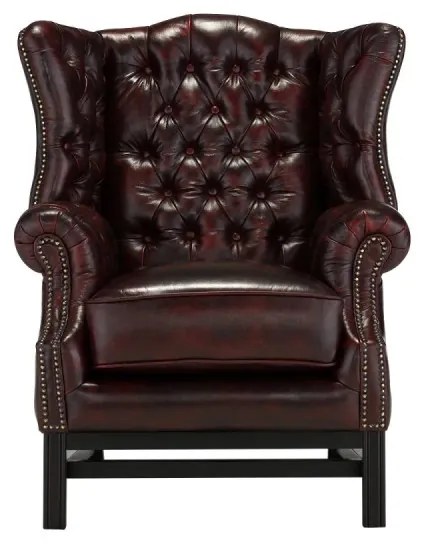 furniture-nabytek.cz - Masívne kreslo Chesterfield Kingsfield z pravej kože, hnedé – 89×79×104 cm
