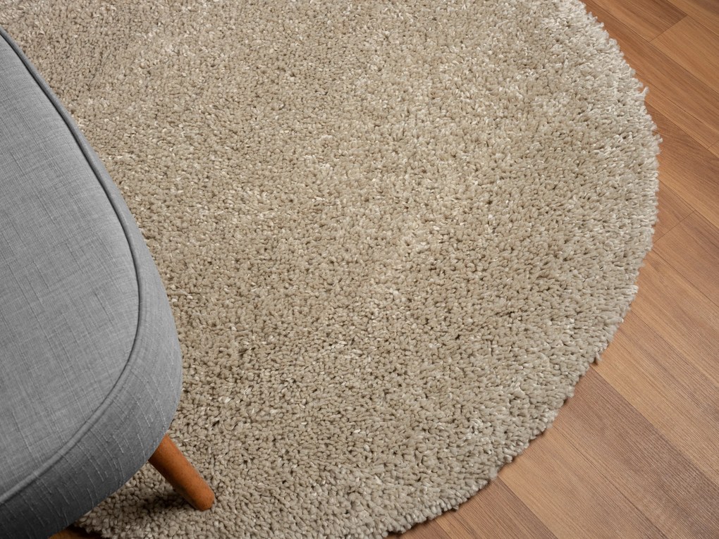 My Flair, Kusový koberec My Shaggy beige kruh, 150x150 (priemer) kruh, béžová, chodba / predsieň