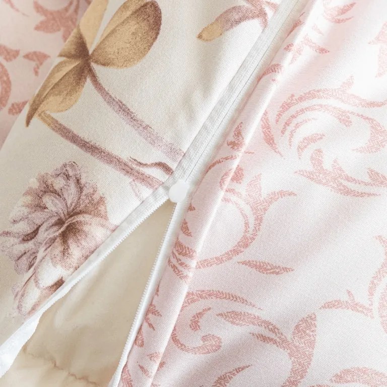 Flanelové obliečky z mikrovlákna BOTANIQUE béžovo-ružové Rozmer obliečky: 70 x 90 cm | 140 x 200 cm