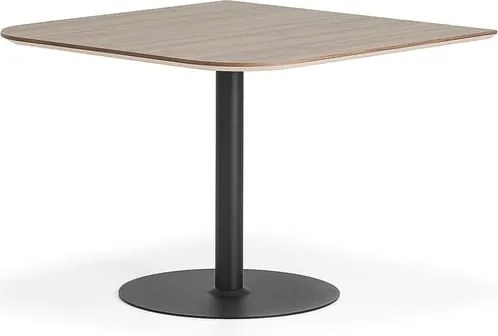 Stôl METRIC, zaoblené rohy, 1000x1000x720 mm, čierna/orech