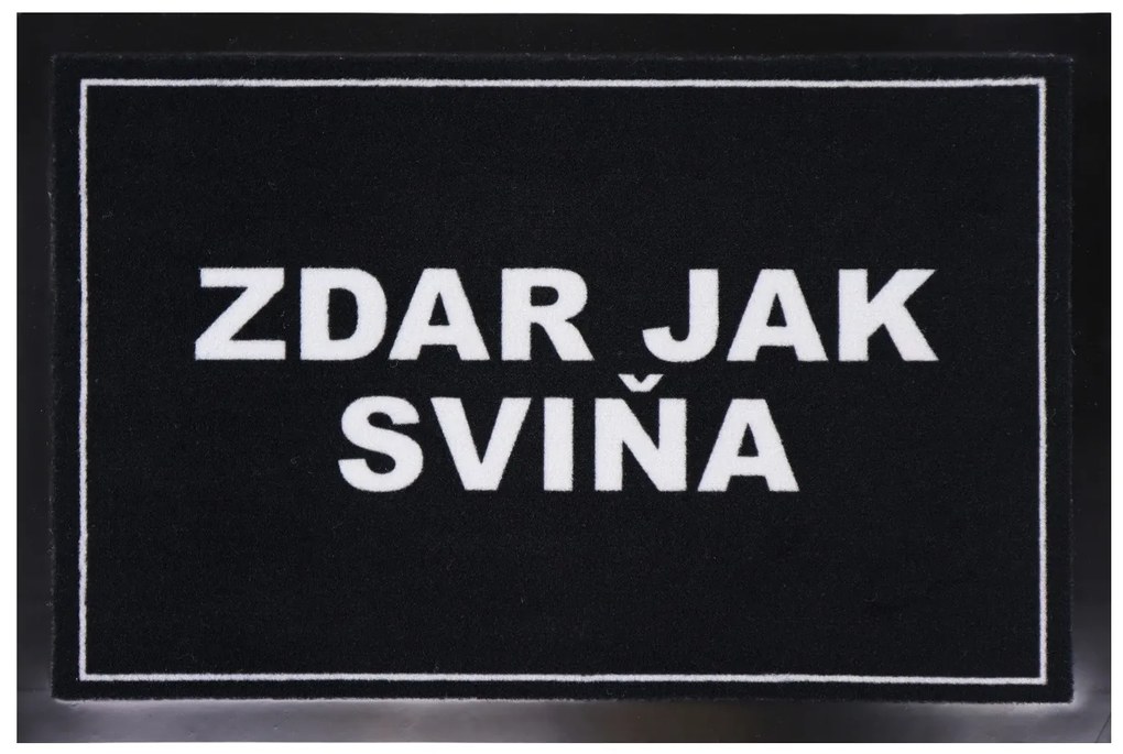 Rohožka Zdar jak sviňa 40x60 cm – na von aj na doma, 40x60, čierna, Mercury Flooring