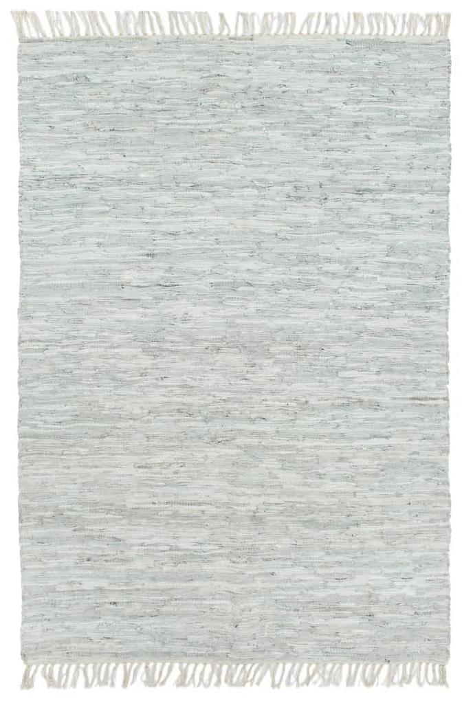 vidaXL Ručne tkaný Chindi koberec svetlosivý 160x230 cm kožený