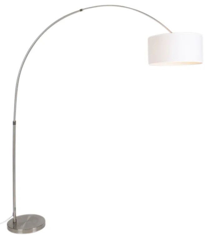 Oblúková lampa oceľový tienidlo z látky biele 50/50/25 nastaviteľná - XXL