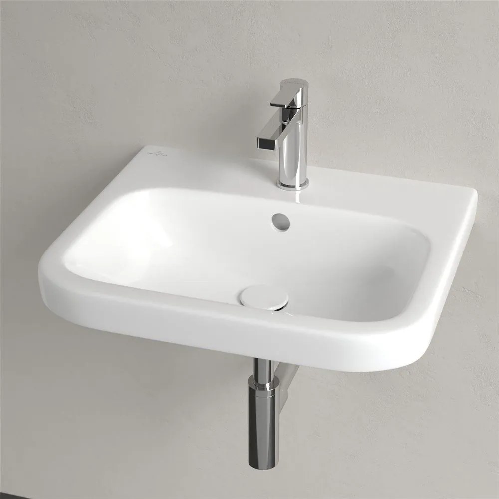 VILLEROY &amp; BOCH Architectura závesné umývadlo s otvorom (spodná strana brúsená), s prepadom, 550 x 470 mm, biela alpská, s povrchom CeramicPlus, 41885GR1